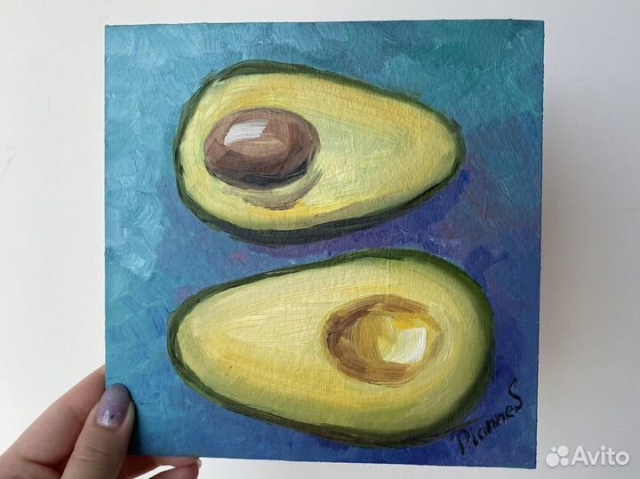 Картина маслом на картоне Авокадо