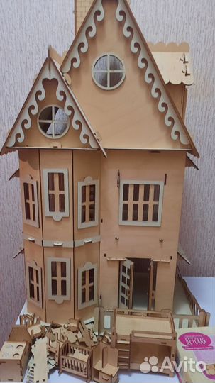 Детские игрушки пакетом.Кукольн.дом 85см с мебелью