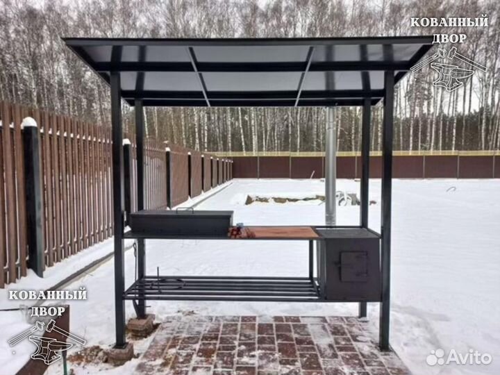Мангал с крышей и печкой
