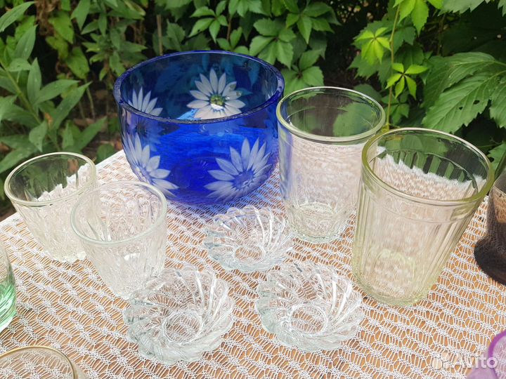 Посуда фарфор цветное стекло СССР винтаж