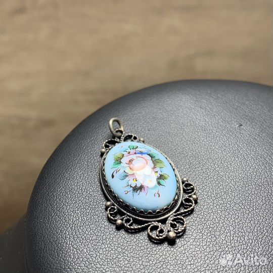 Финифть Кулон Подвеска Цветок Мельхиор СССР