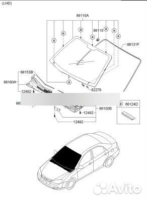 Стекло лобовое KIA cerato 2 Кия Серато