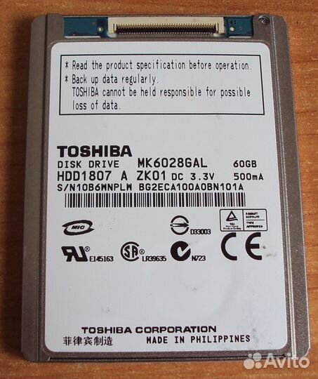 HDD Toshiba, MK6028GAL