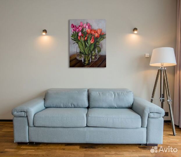 Картина маслом на холсте Натюрморт с тюльпанами