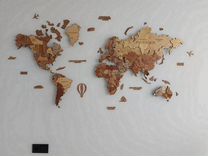 Настенная карта мира из дерева