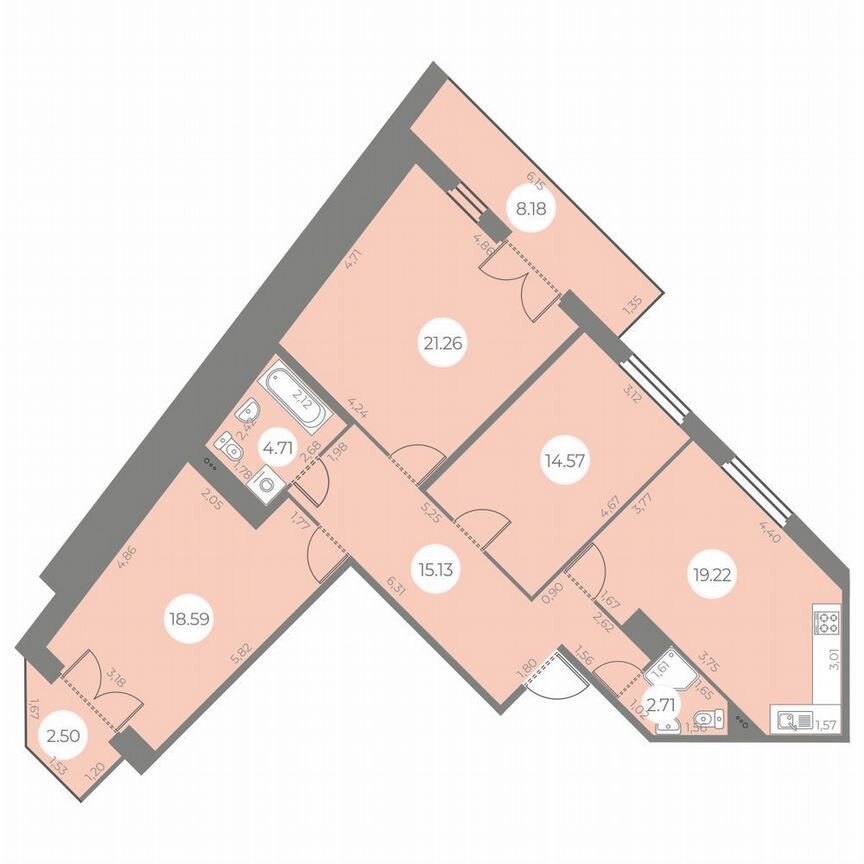 3-к. квартира, 99 м², 18/20 эт.