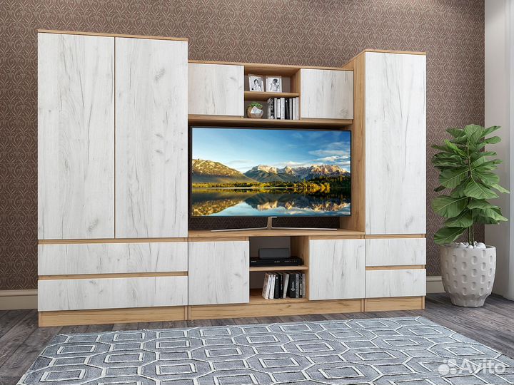 Гостиная Марчел № 2 крафт дуб золотой/белый