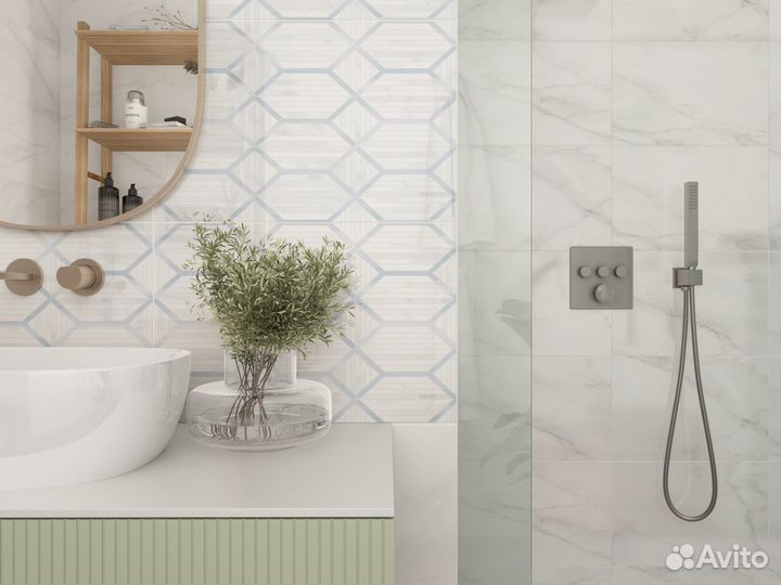 Плитка настенная Шахтинская Плитка Восток 02 25x40 см 1.4 м² глянцевая цвет белый мрамор рисунок