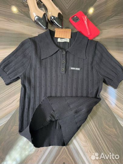 Поло вязаные футболки miu miu lux