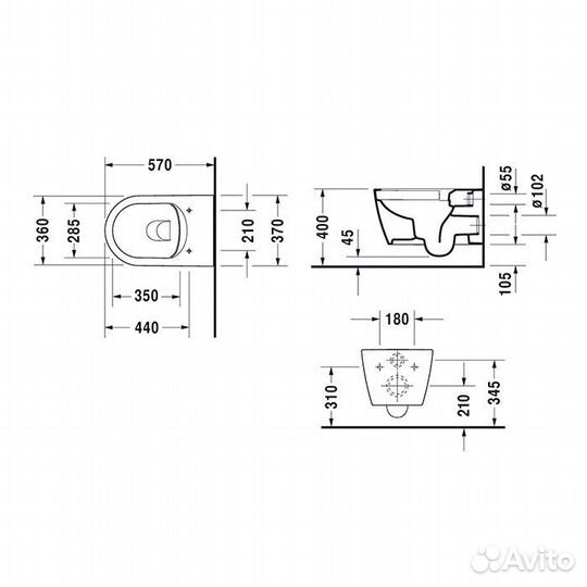 Подвесной унитаз Rimless с покрытием WonderGliss