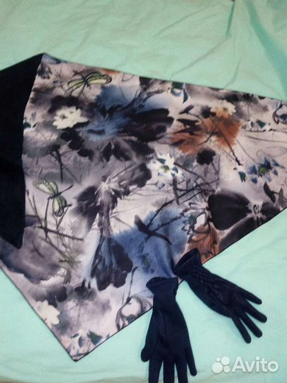 Косынка на флисе и перчатки