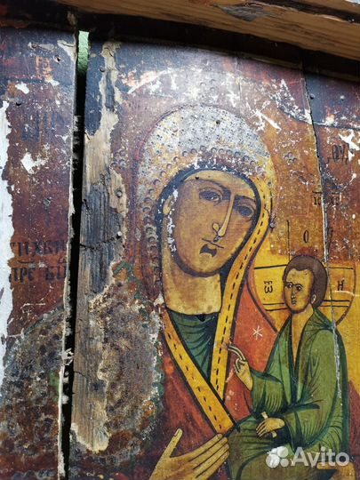 Икона старинная Пресвятая Богородица Троеручница