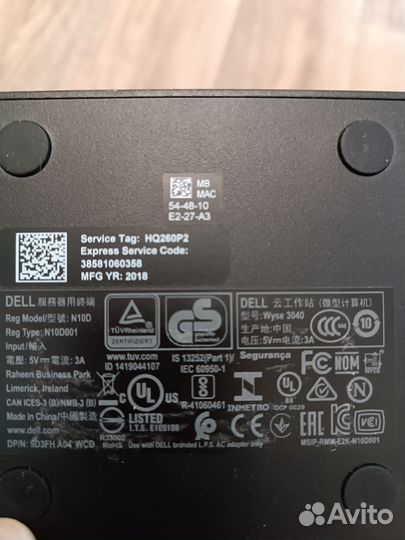 Тонкий RDP клиент Dell Wyse 3040 Intel Atom x5