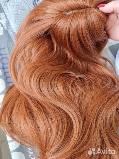Парик медный/рыжий длинный с челкой