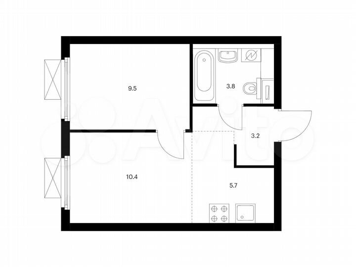 2-к. квартира, 32,6 м², 12/17 эт.