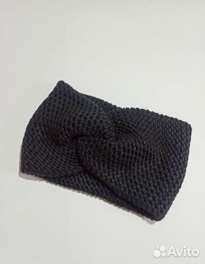 Вязаная черная повязка на голову