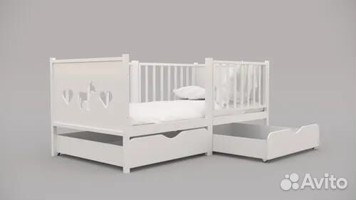 Кроватка с бортиком от 2х лет из массива Лисенок