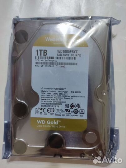 1 тб новый Жесткий диск WD Gold wd1005fbyz