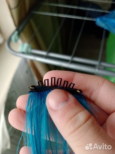 Накладная прядь на волосы. Цвет:голубой