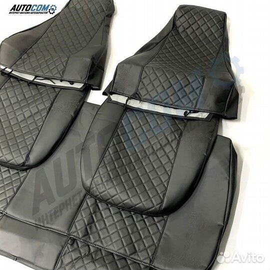Чехлы на сидения ваз 2107 (кожа черная нить)