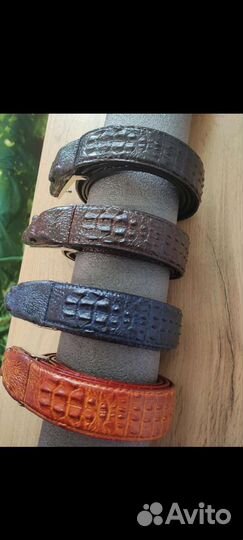 Кожаный ремень с головой аллигатора