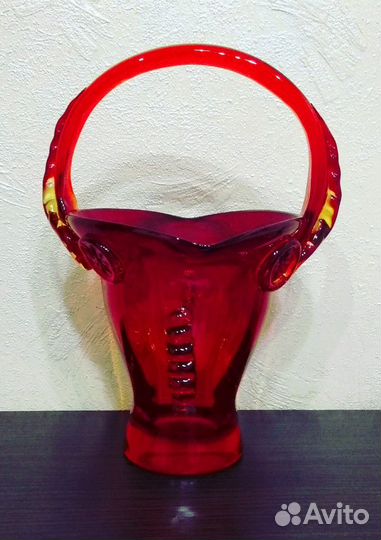 Ваза Конфетница красное стекло