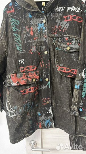 Джинсовый брючный костюм 54-58