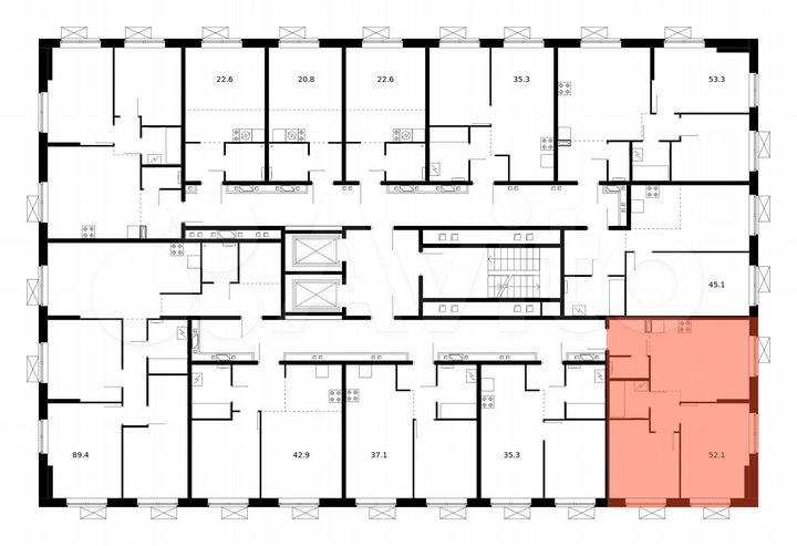 2-к. квартира, 52,1 м², 8/16 эт.