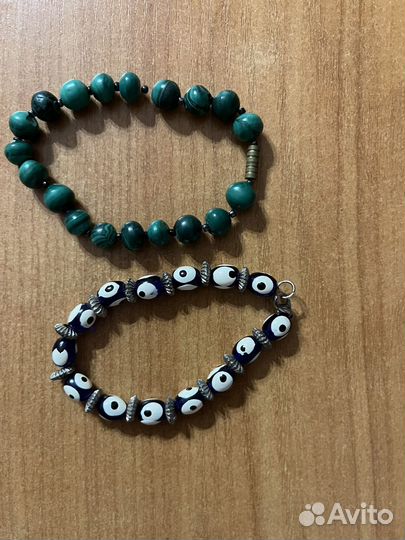Браслеты из малахита и турецкий оберег