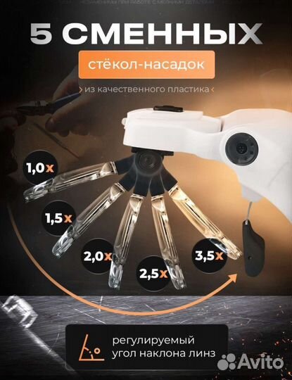 Очки лупа с подсветкой Новые