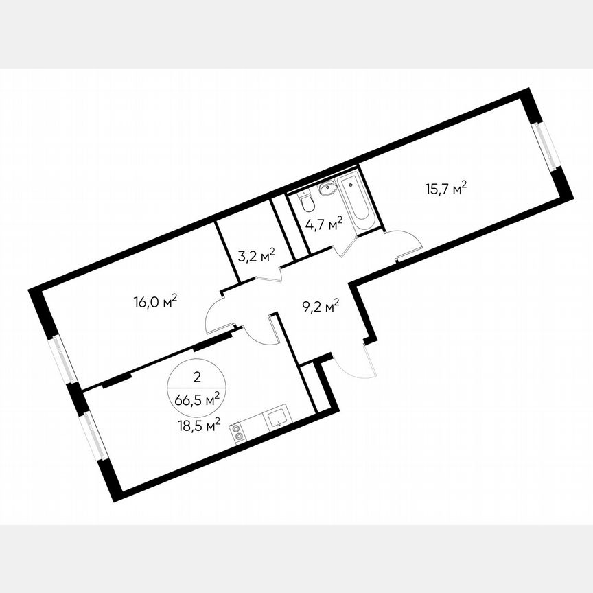 2-к. квартира, 66,5 м², 10/17 эт.