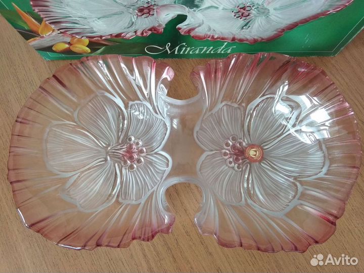 Новая Двойная Ваза Цветной Хрусталь Германия