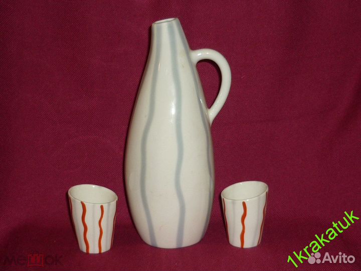 Графин и 2 стопки. лзфи. Редкая роспись стопок