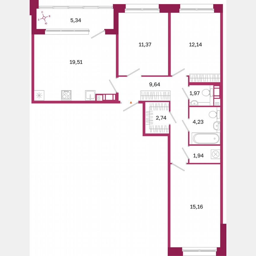 3-к. квартира, 81,4 м², 8/10 эт.