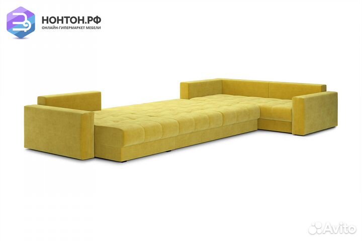 Диван п-образный тик-так Монарх горчичный