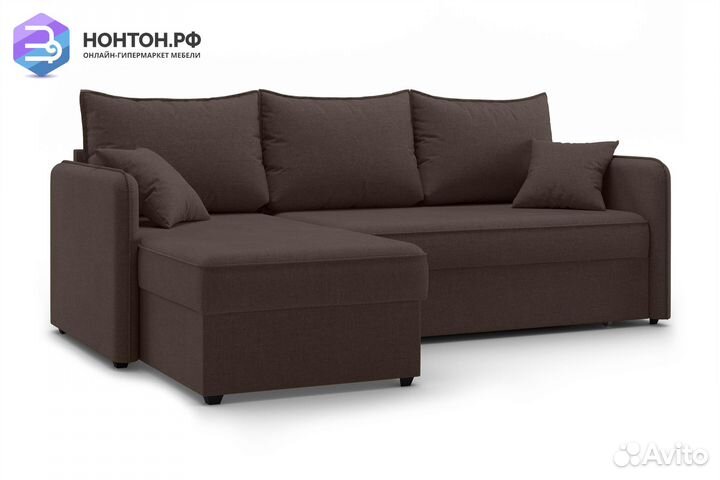 Угловой диван дельфин Нельсон коричневый