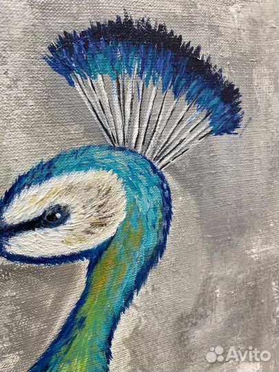 Картина маслом павлин