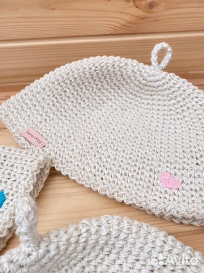 Банная шапка из белого джута в наличии