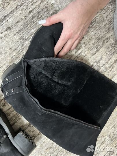 Сапоги женские зимние замшевые