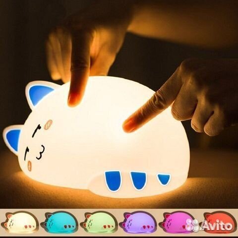 Силиконовый LED ночник Котик