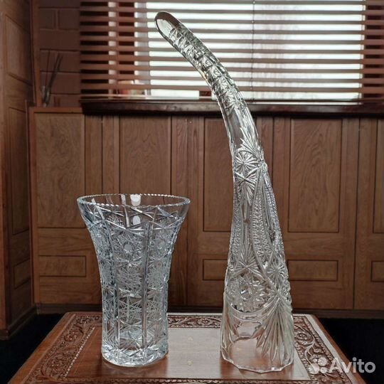 Хрустальная ваза Рог хрустальный хрусталь СССР