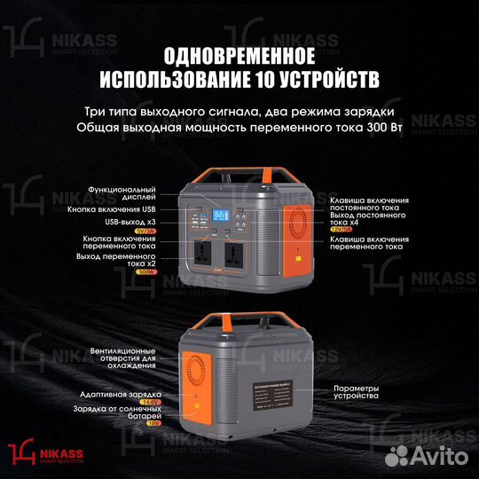 Комплект: зарядная станция 300W и солнечная панель