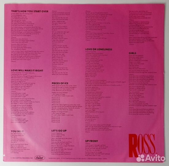 LP Diana Ross – Ross / Capitol - Germany 1983