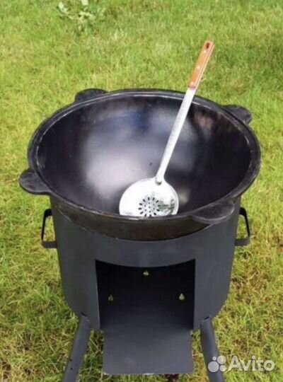Казaн чугунный 22 литра c печкой