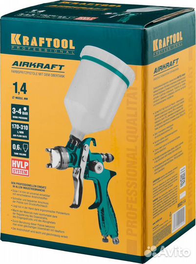 Пневм. краскопульт kraftool hvlp 1.4мм 06522-1.4