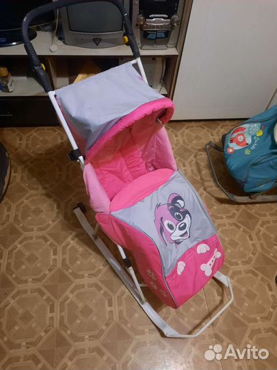 Детские зимние санки коляска