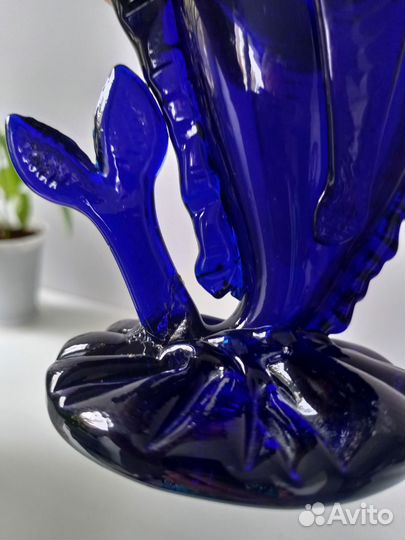 Ваза для цветов синее стекло СССР