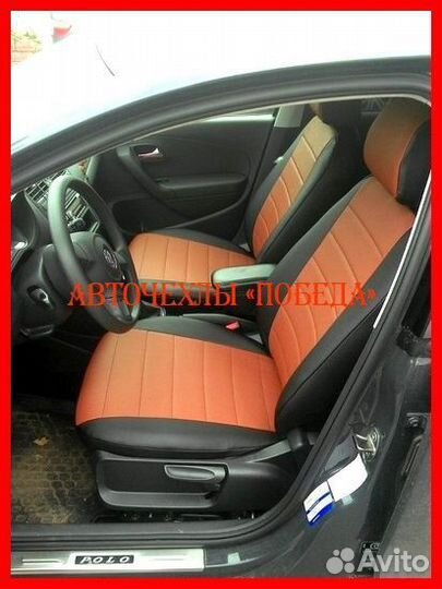 Чехлы Volkswagen Polo 1 из экокожи чёрно-коричневы