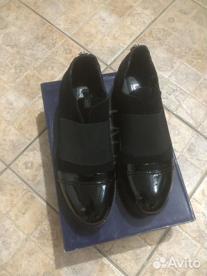 Туфли лоферы натуральные замша - кожа