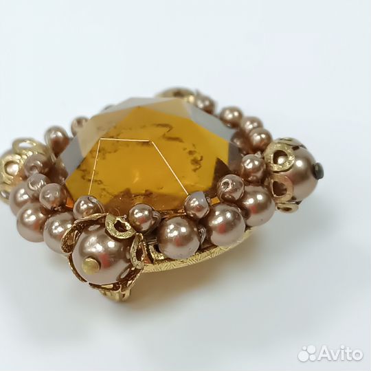 Винтажная Чешская Брошь Плетёная Крупный Леденец